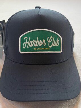 Harbor Club Trucker Hat in Navy with Green Patch